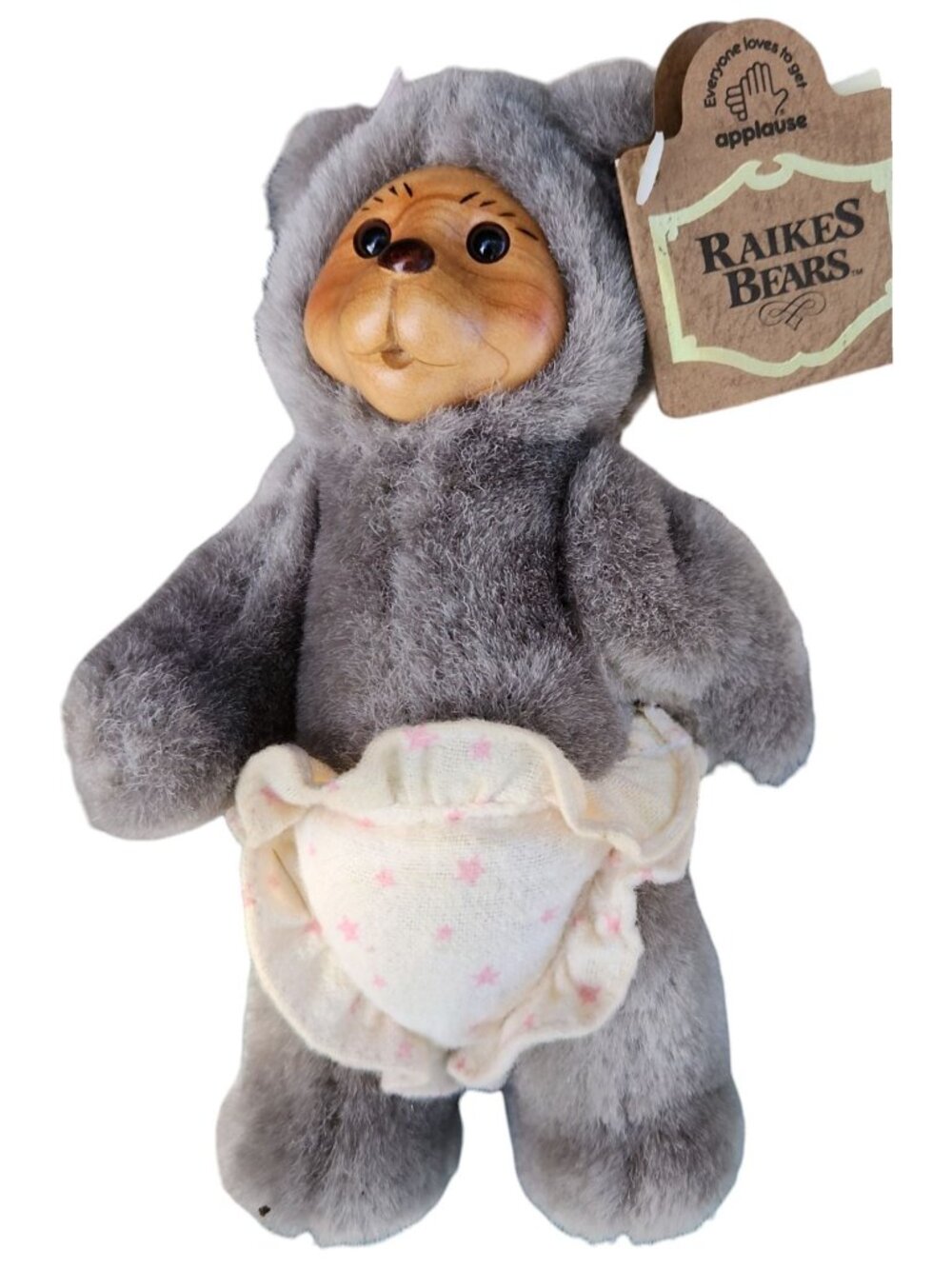 Robert Raikes Bear Alison Signed Nursery Miniatures Wood Face Black Plush 7"